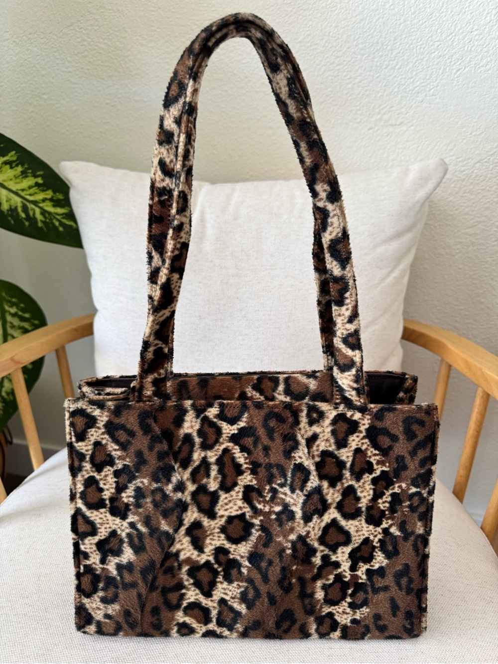 Kate Spade New York Vintage Animal Leopard Print Faux Fur Brown Black Y2K Tote - Picture 3 of 17
